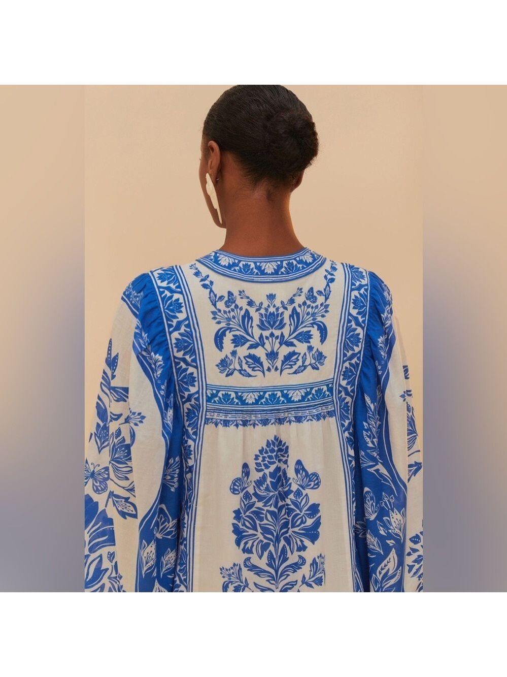 Farm Rio Off-White Delicate Tapestry Long Sleeve Maxi Dress - Picture 9 of 10
